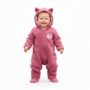 ❤️4 for $20❤️ Baby Gear Pink Fleece Onesie Size 6-9 Months